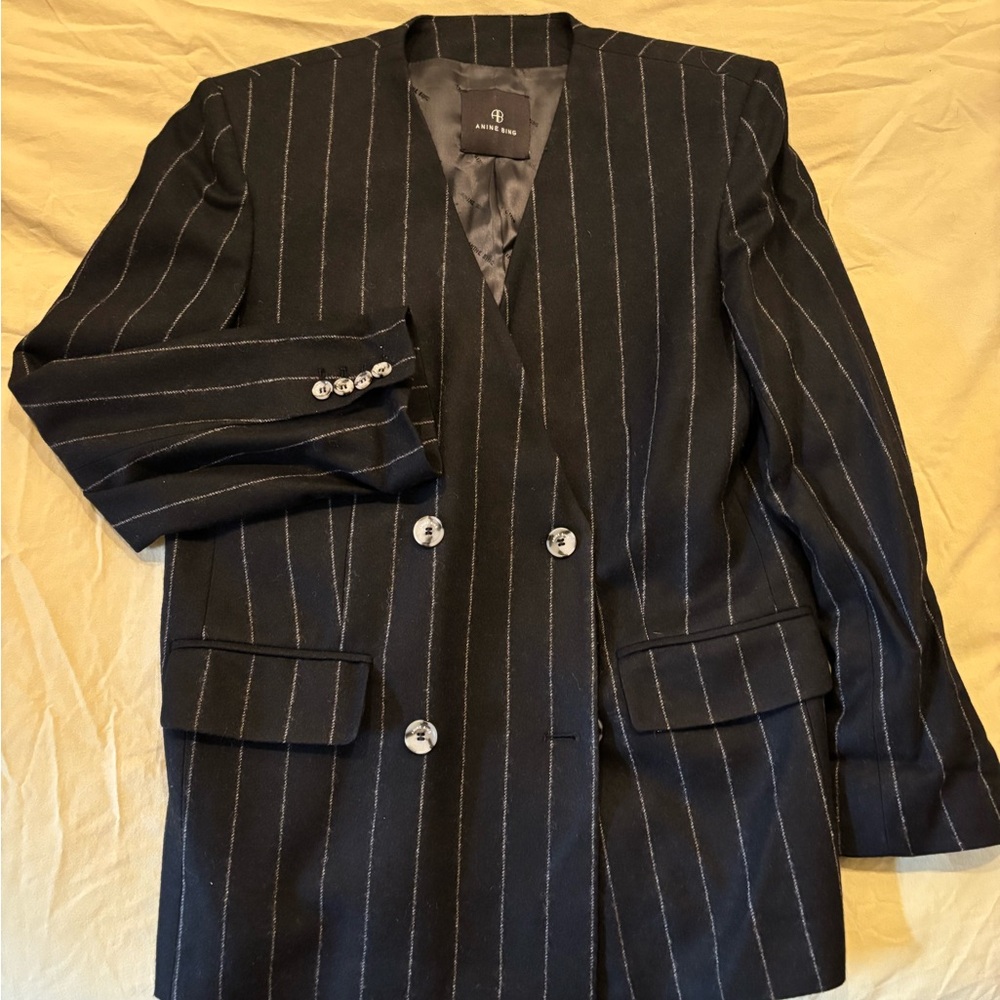 Anine Bing Maron Blazer in Pinstripe
